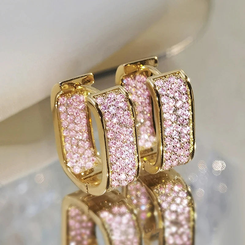 Huitan CZ Hoop Earrings f