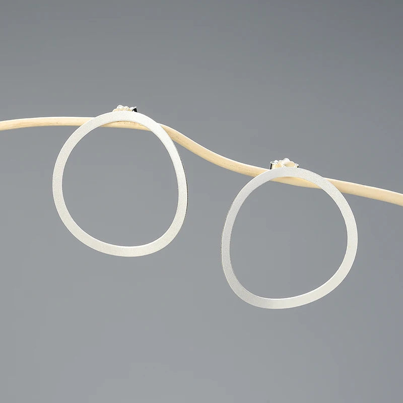 Lotus 8K Gold Minimalism Big Hoop Circle Dangle Earrings