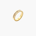 14K gold-plated band with channel-set zirconia and Greek key pattern engraving on polished finish