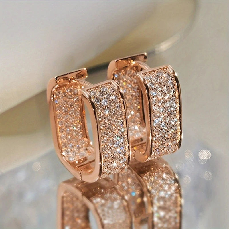 Huitan CZ Hoop Earrings f