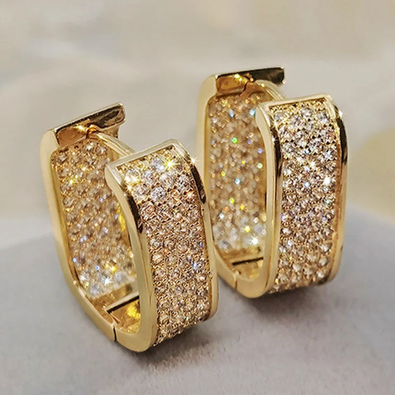 Huitan CZ Hoop Earrings f