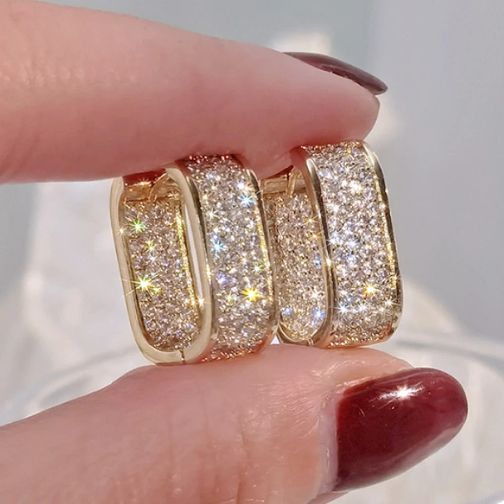 Huitan CZ Hoop Earrings f