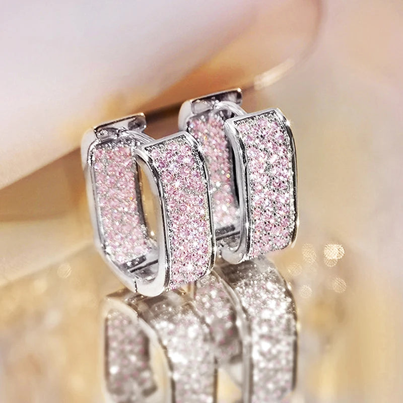 Huitan CZ Hoop Earrings f