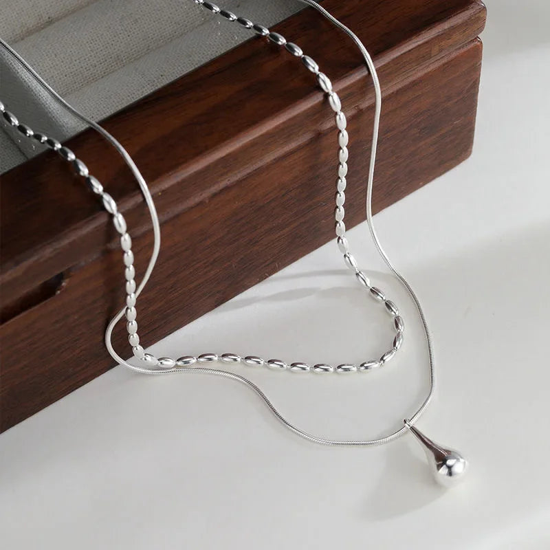 Classic Fashion Regular Droplet Shaped Double-layer Necklace