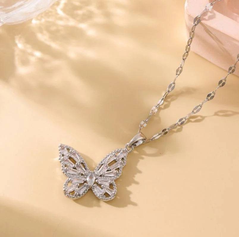 Cute Stainless Steel Cute Butterfly Necklace