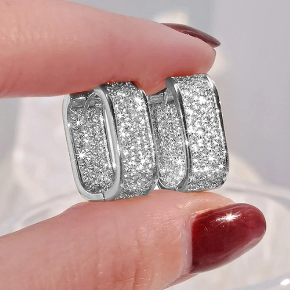 Huitan CZ Hoop Earrings f