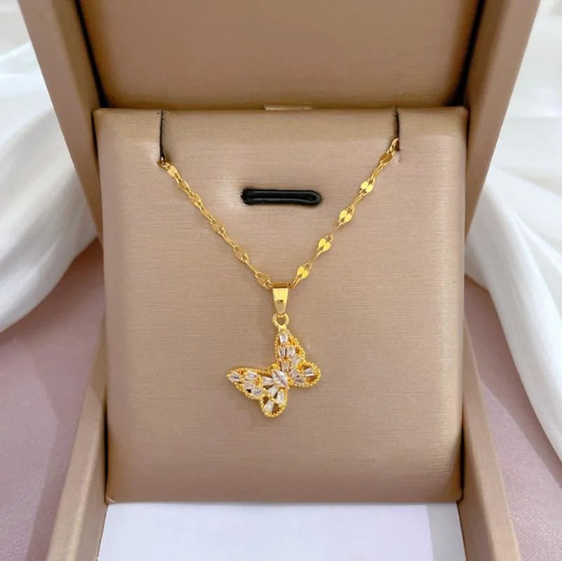 Cute Stainless Steel Cute Butterfly Necklace