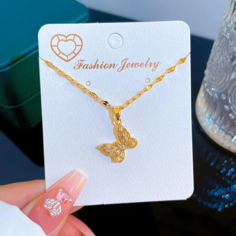 Cute Stainless Steel Cute Butterfly Necklace