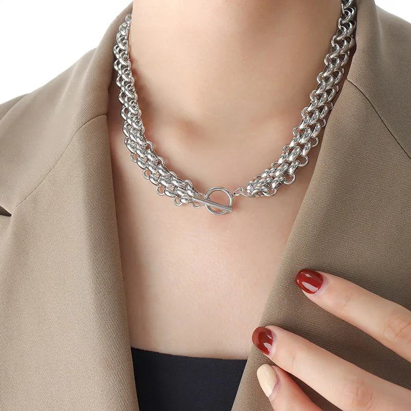 Exaggerated Cool Girl Necklace Bracelet Buckle