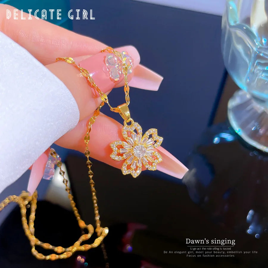 Floral Titanium Steel Necklace