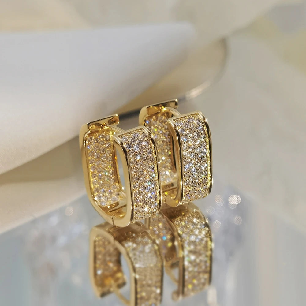 Huitan CZ Hoop Earrings f