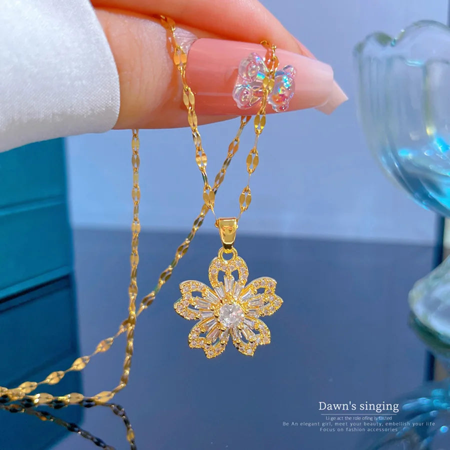 Floral Titanium Steel Necklace