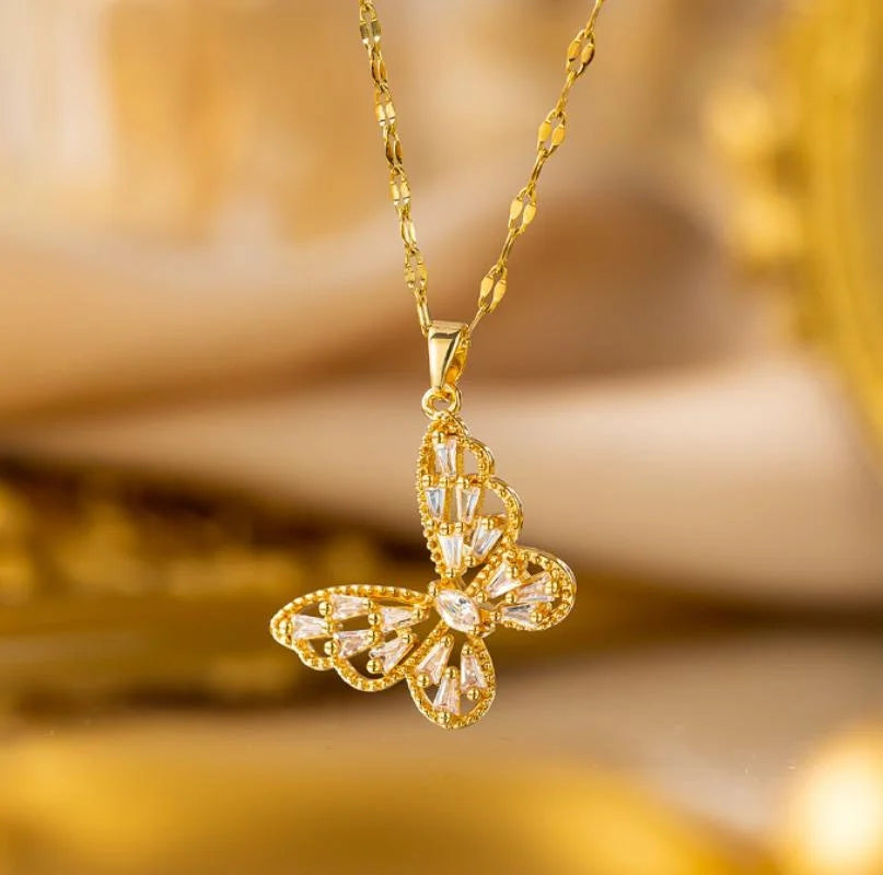 Cute Stainless Steel Cute Butterfly Necklace